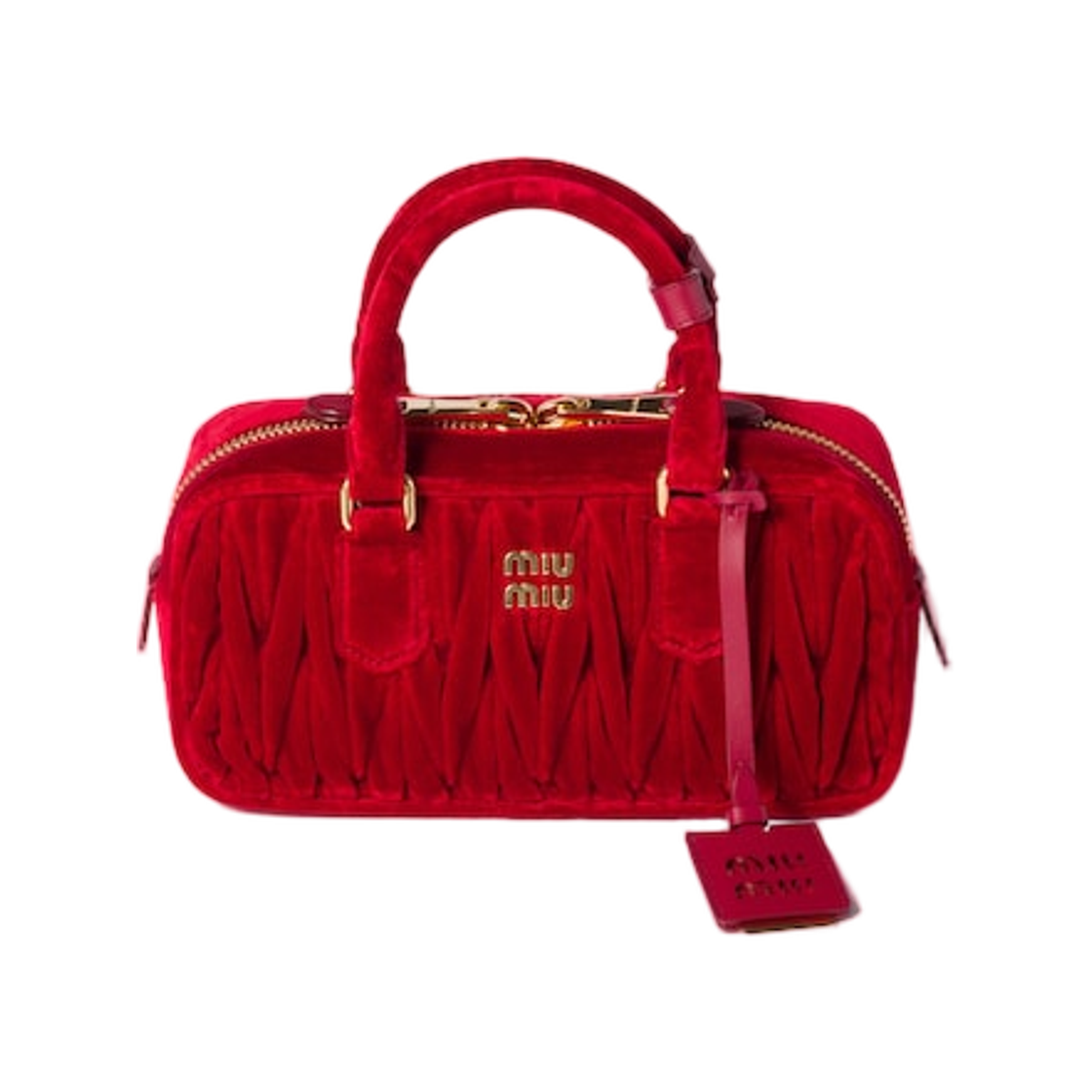 미우 미우 아르카디 마테라쎄 벨벳 백 레드(Miu Miu Arcadie Matelasse Velvet Bag Red) - 1