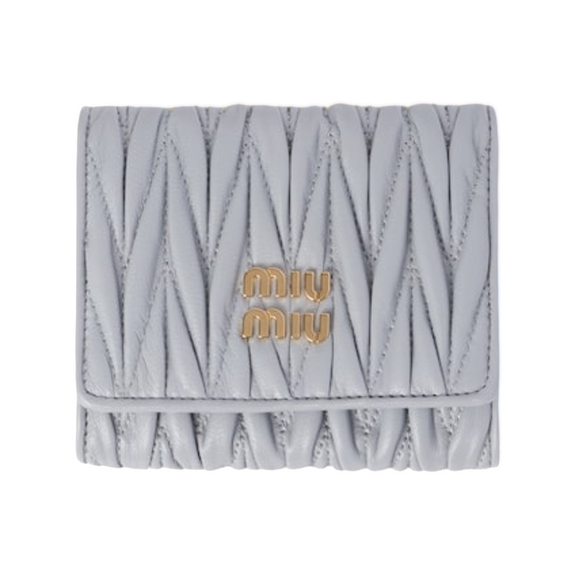 미우 미우 스몰 마테라쎄 나파 레더 월렛 펄 그레이(Miu Miu Small Matelasse Nappa Leather Wallet Pearl Gray)