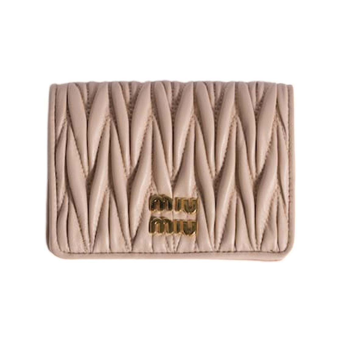 미우 미우 스몰 마테라쎄 나파 레더 월렛 파우더 핑크(Miu Miu Small Matelasse Nappa Leather Wallet Powder Pink)