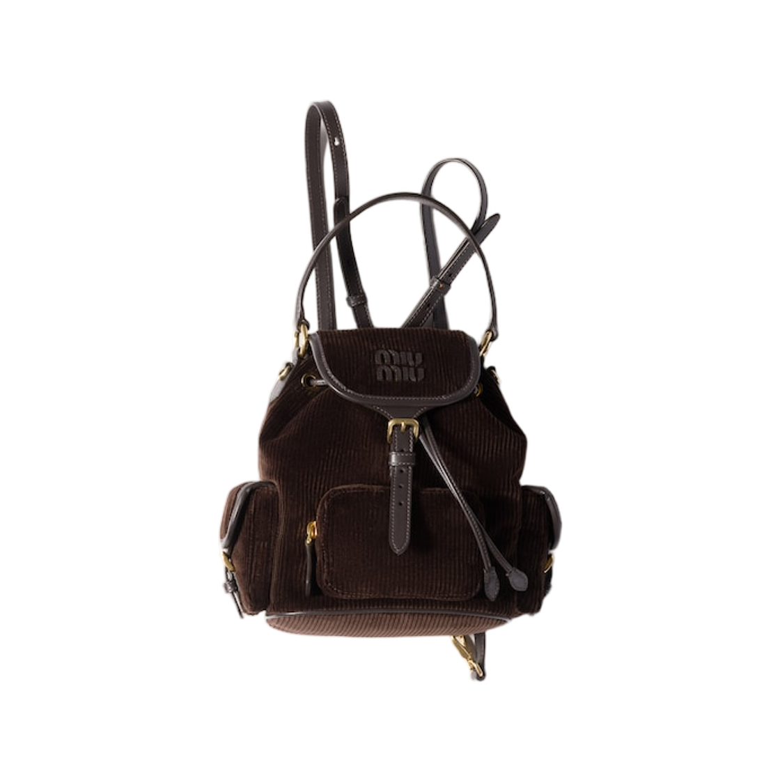 5BZ043-AF81-F0192 Miu Miu Corduroy Backpack Ebony