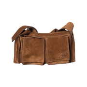 Miu Miu Utilitaire Suede Shoulder Bag Cocoa Brown