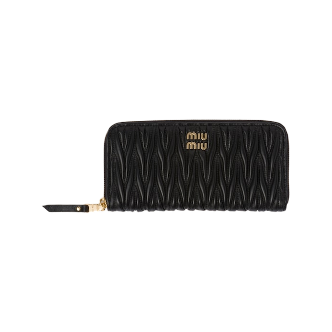 5ML506-AFPP-F0002 Miu Miu Large Matelasse Nappa Leather Wallet Black
