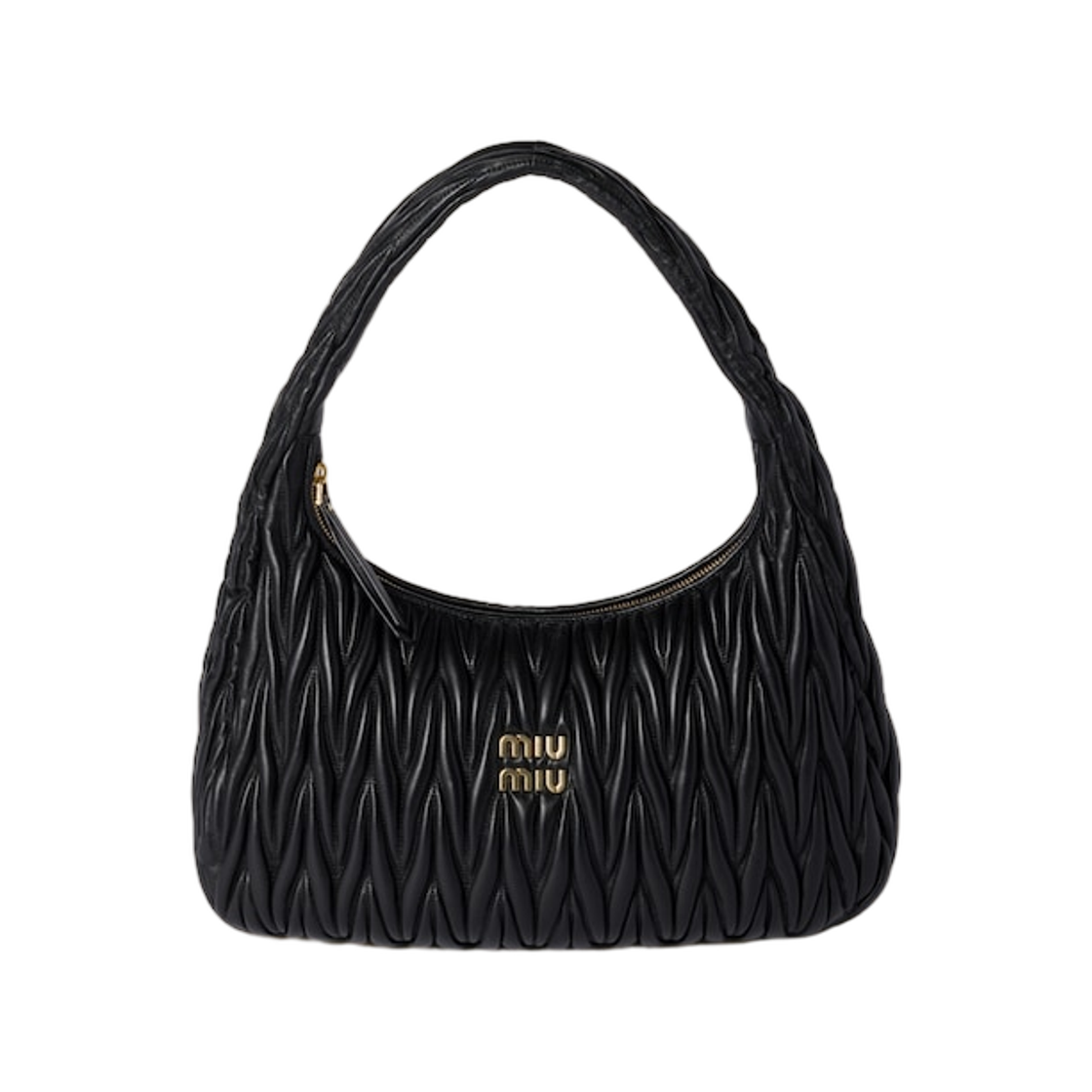 미우 미우 완더 마테라쎄 나파 레더 호보백 블랙(Miu Miu Wander Matelasse Nappa Leather Hobo Bag Black) - 1