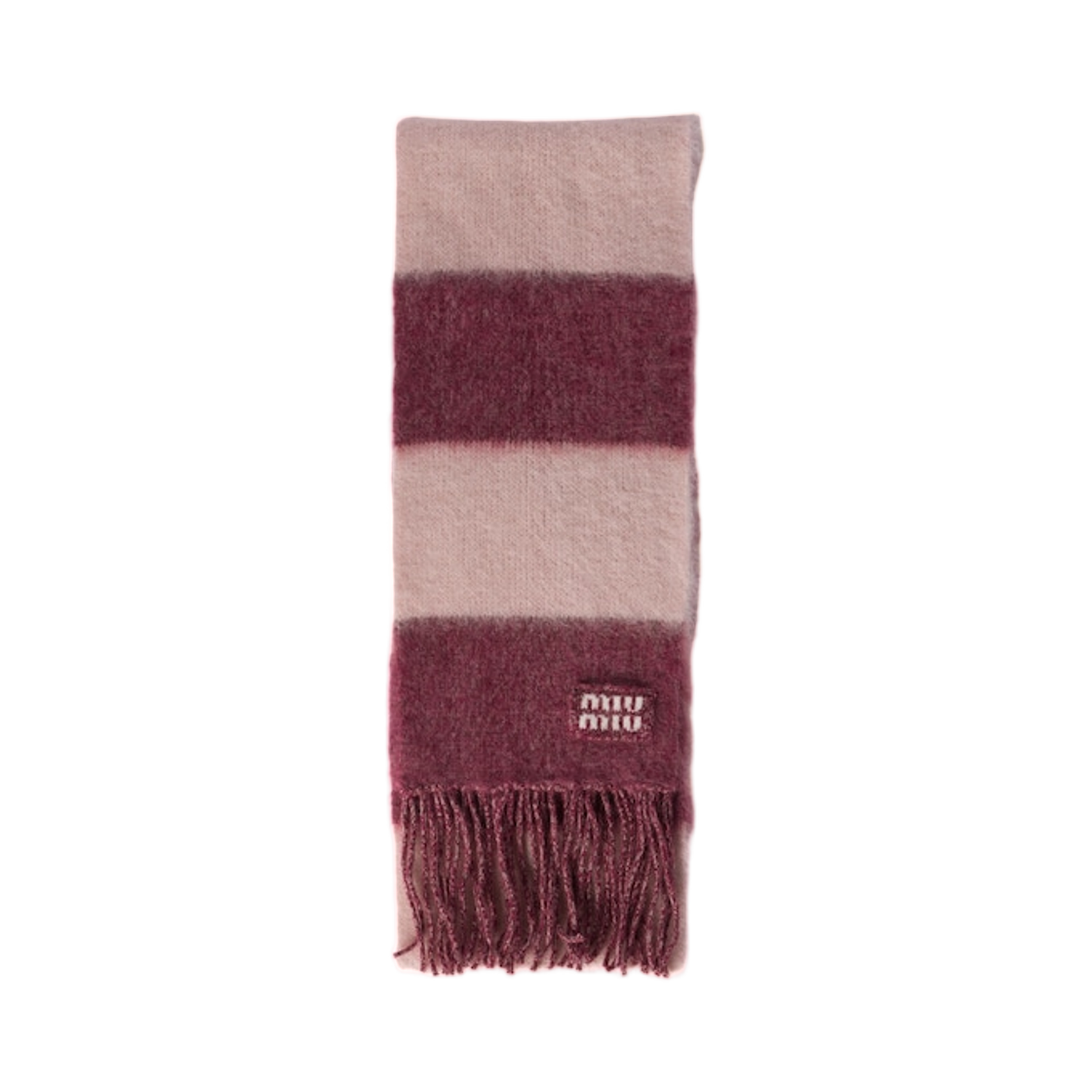 미우 미우 울 스카프 프린지 아마란스 피치(Miu Miu Wool Scarf with Fringes Amaranth Peach) - 1