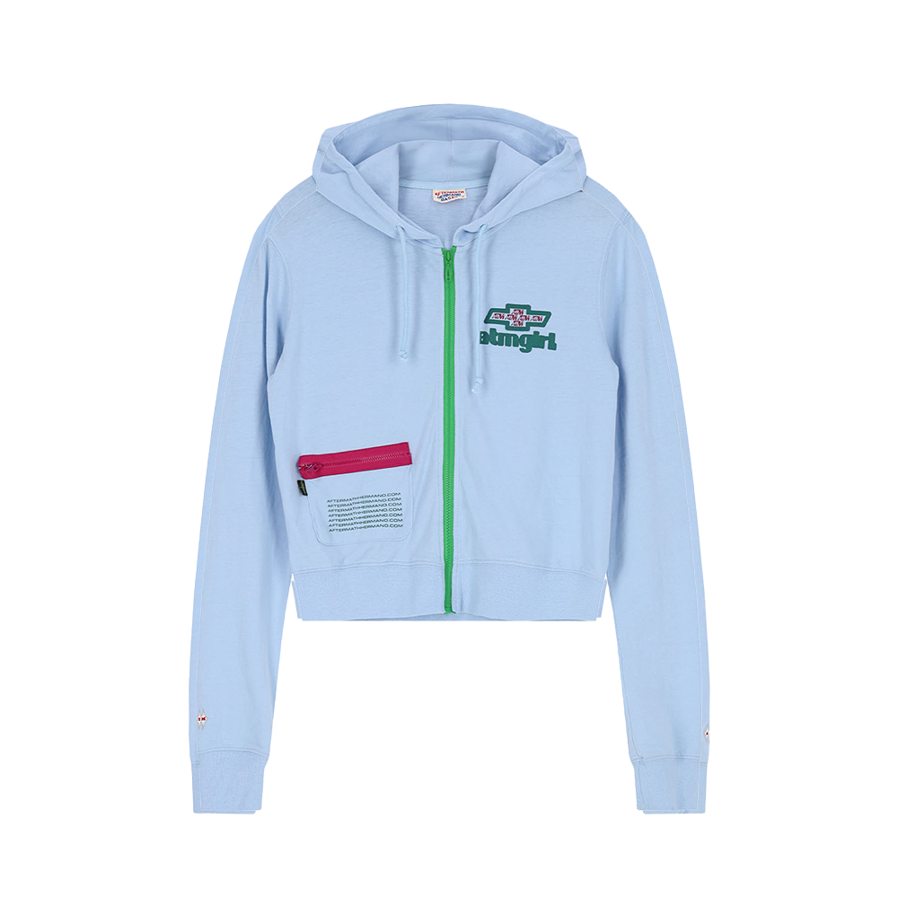 애프터매스 우먼스 에이티엠 걸 집 후디 스카이 블루(Aftermath W Atm Girl Zip Hoodie Sky Blue)
