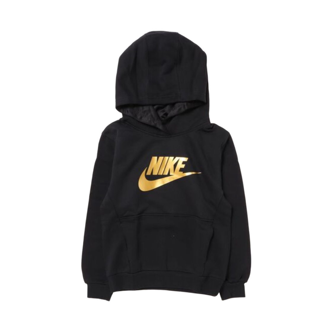IH2874-010 (Kids) Nike NSW Club Fleece Hoodie Black Metallic Gold (IH2874-010)
