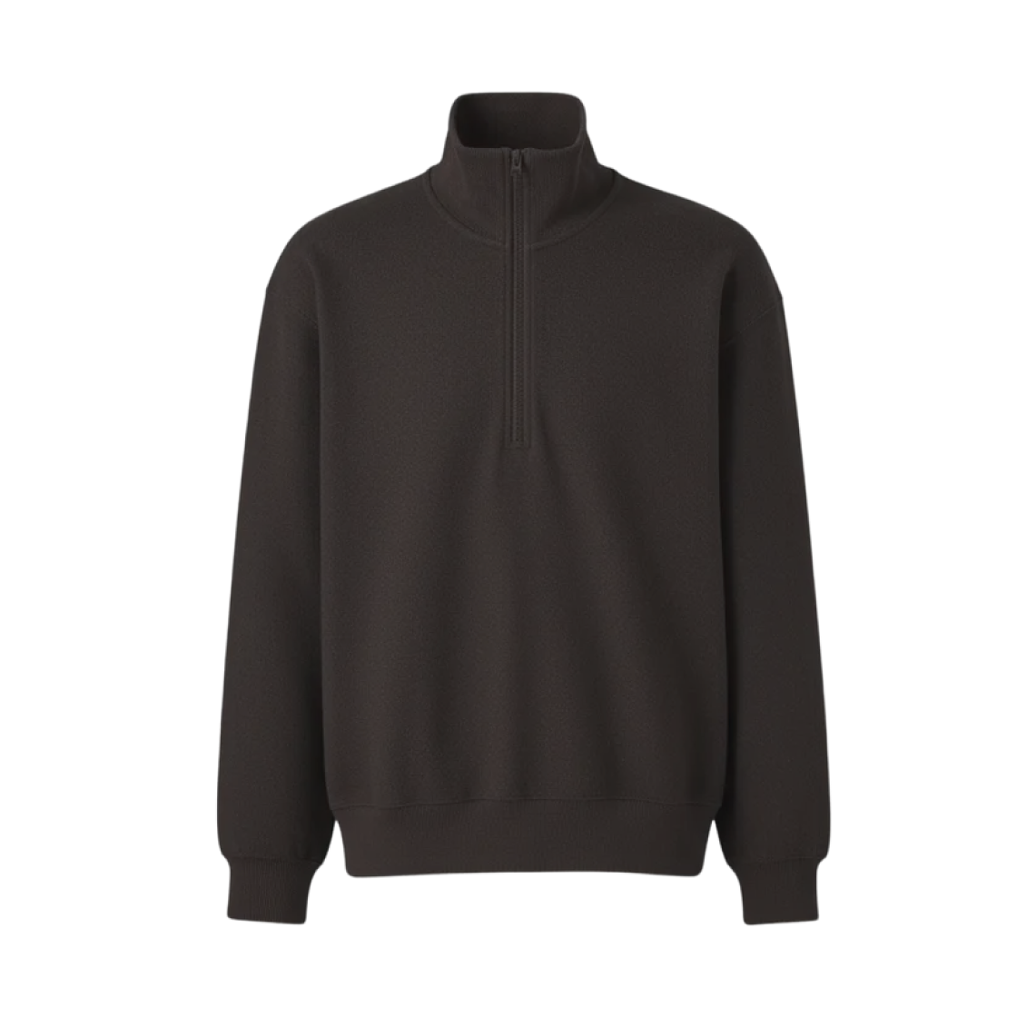 479849-35 Uniqlo Brushed Sweat Half Zip Up Shirt Brown