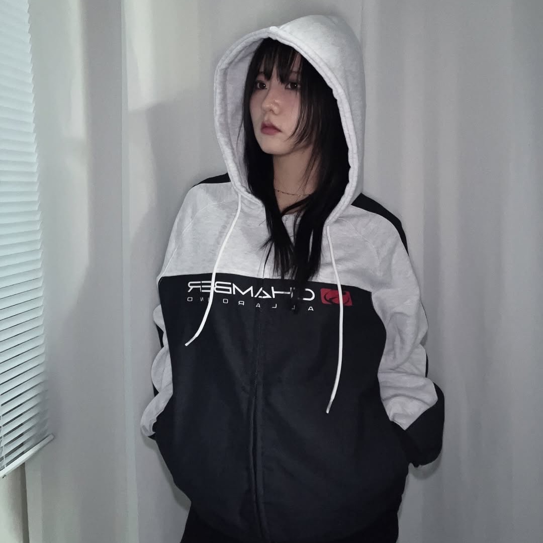 SPORT CHAMBER SC Core Denim Hood Zip Up 1% Gray 착용 스타일 - 1