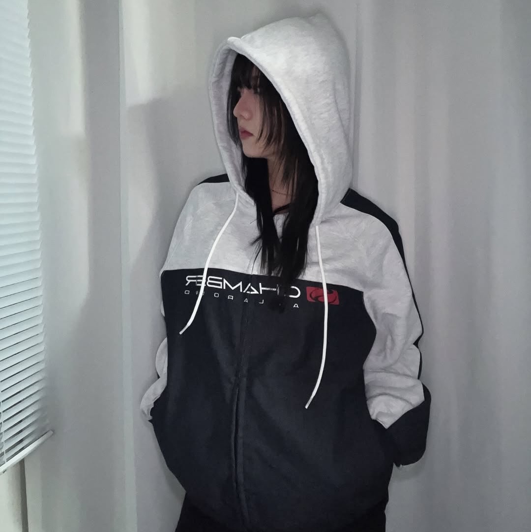 SPORT CHAMBER SC Core Denim Hood Zip Up 1% Gray 착용 스타일 - 2