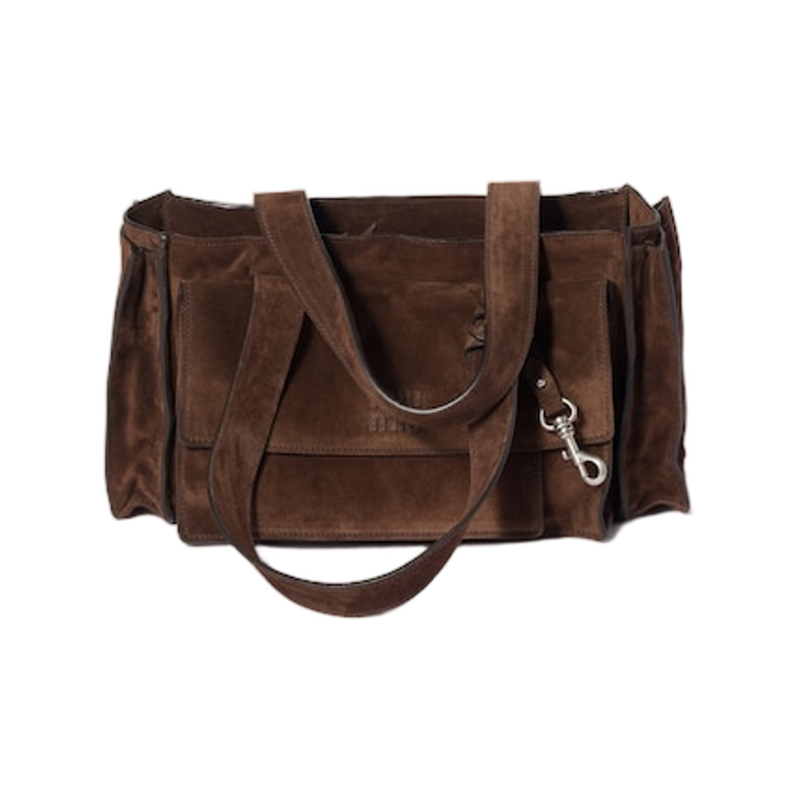 미우 미우 유틸리테 스웨이드 탑 핸들 백 다크 브라운(Miu Miu Utilitaire Suede Top-Handle Bag Dark Brown) - 1