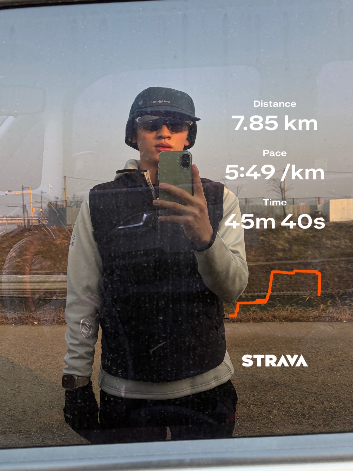 Patagonia Winter Duckbill Running Cap Cascade Green 착용 스타일