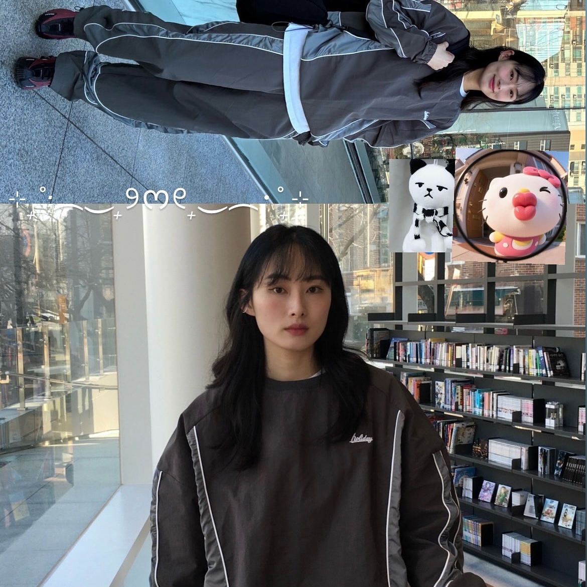 Express Holiday Essential Nylon Pullover Beige, Express Holiday Essential Nylon Pullover Charcoal 착용 스타일 - 2
