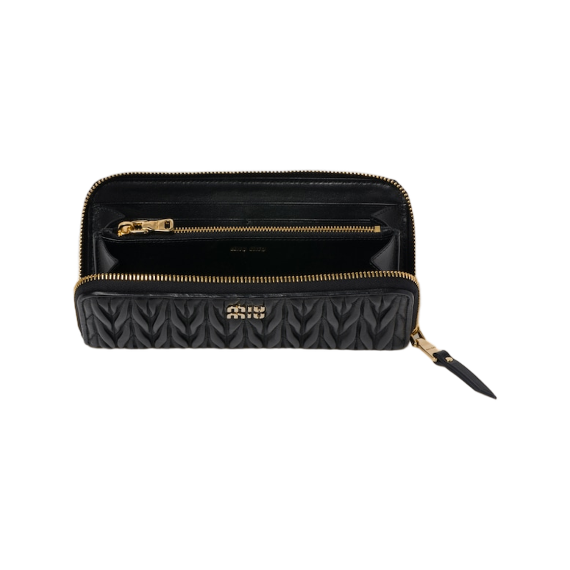 미우 미우 라지 마테라쎄 나파 레더 월렛 블랙(Miu Miu Large Matelasse Nappa Leather Wallet Black) - 2
