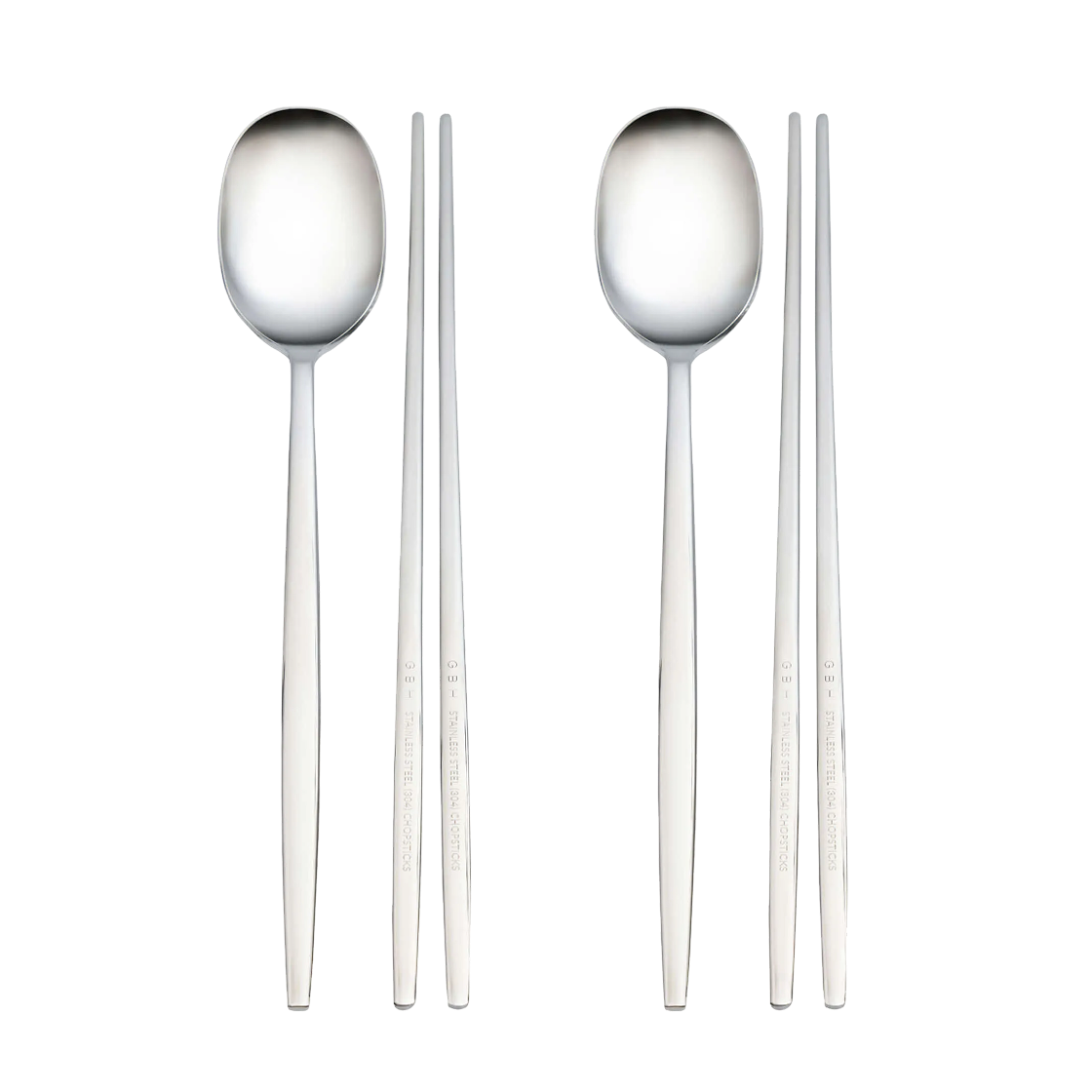 지비에이치 홈 스테인리스 스틸 수저 세트 2벌(GBH HOME Spoon & Chopsticks 2Set)