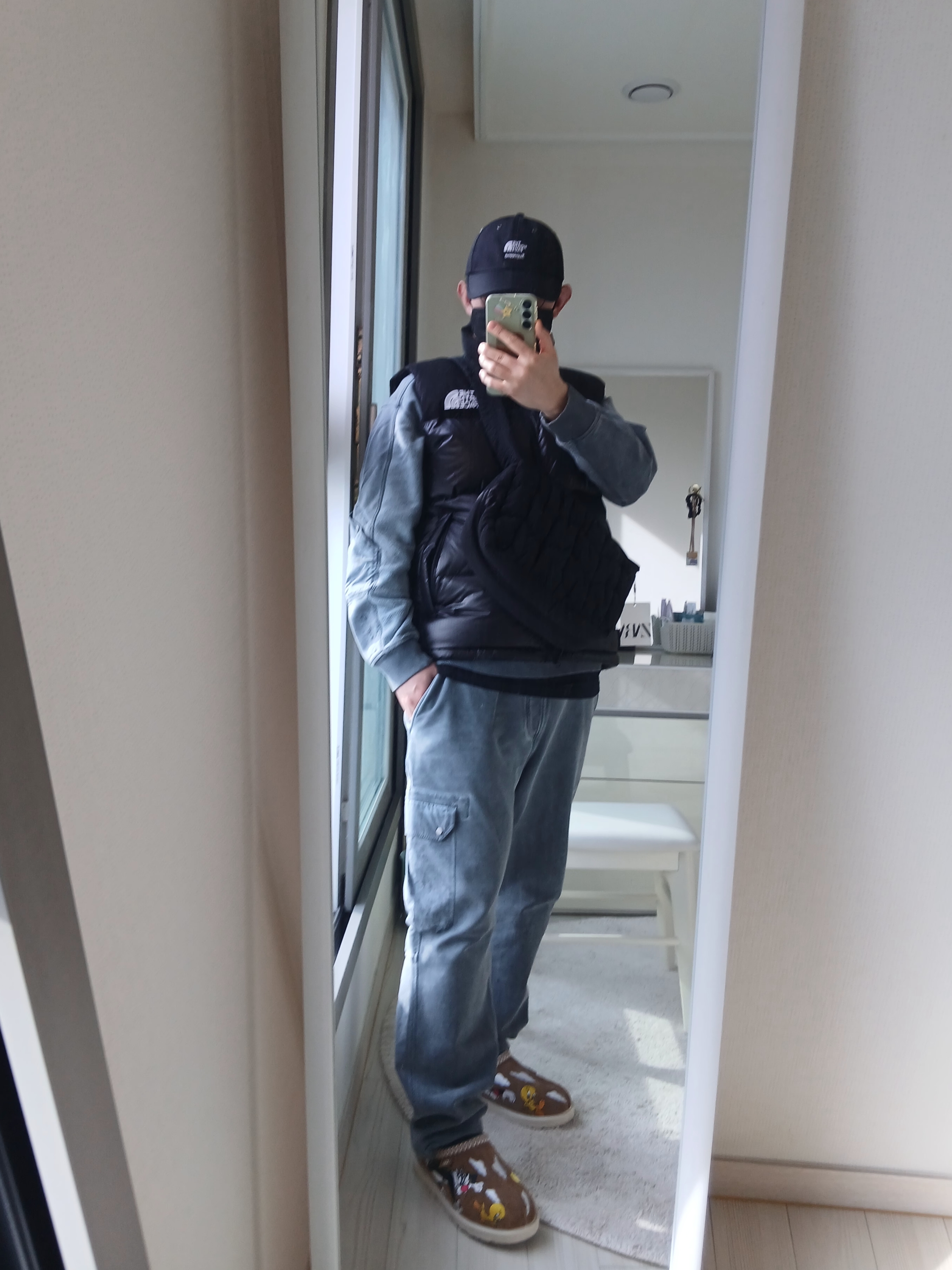Supreme x The North Face Split 6-Panel Black - 24SS, The North Face White Label Novelty Nuptse Down Vest Black 착용 스타일 - 6
