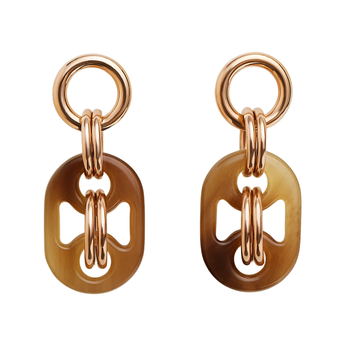 (W) 에르메스 유리디스 이어링 스몰 모델 혼 메탈 & 골드 하드웨어 옐로우((W) Hermes Eurydice Earrings Small Model Horn Metal & Gold Yellow)