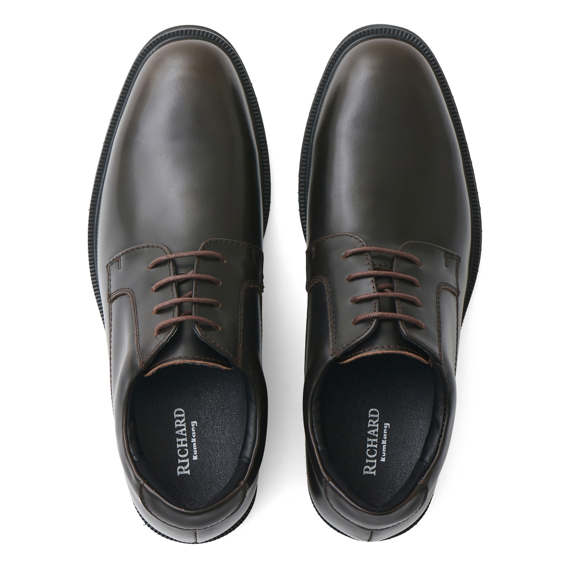 리차드 남성 키높이 플레인토 더비 구두 브라운(Richard Men’s Plain-Toe Derby Elevator Shoes Brown) - 4