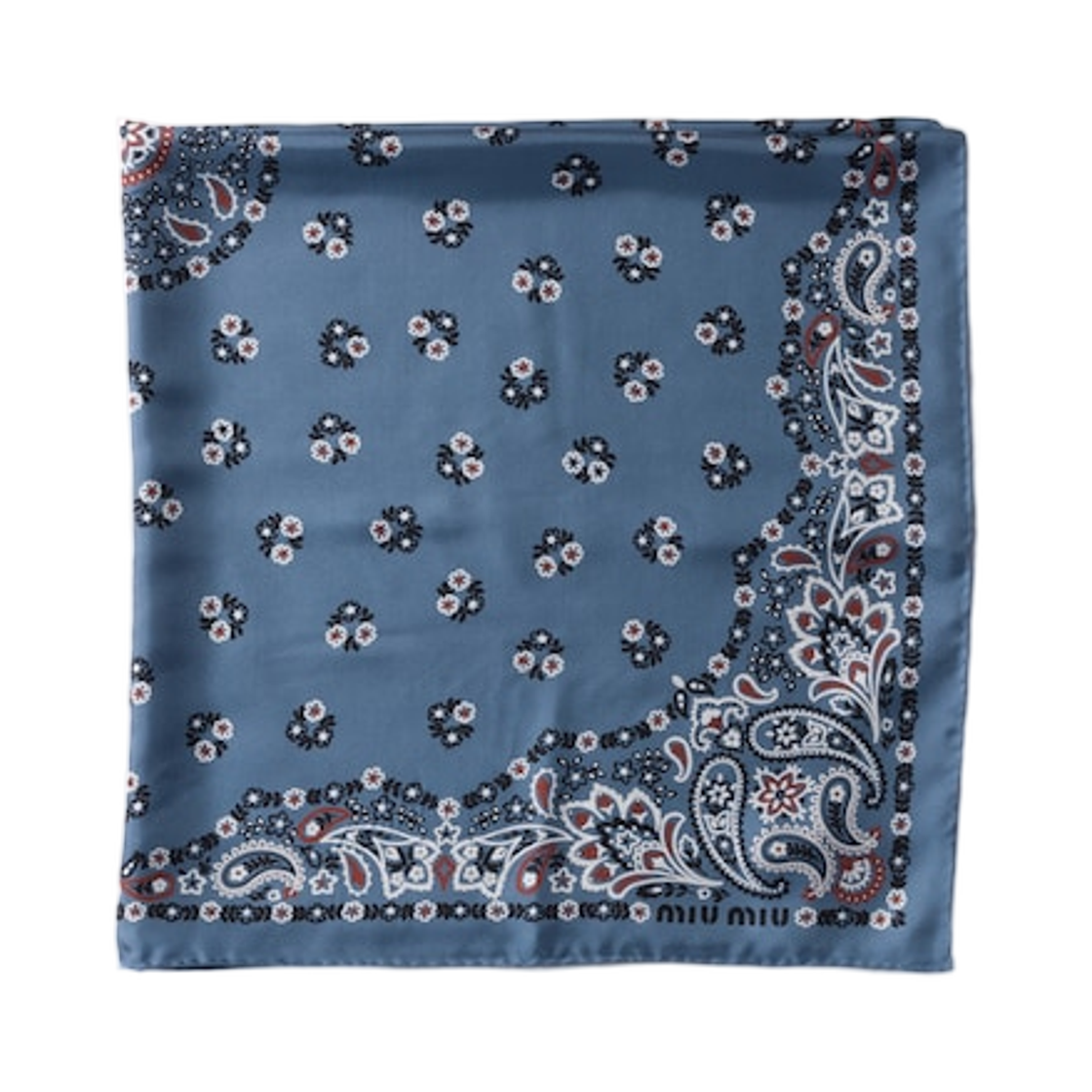 미우 미우 프린티드 실크 스카프 에비에이터 블루(Miu Miu Printed Silk Scarf Aviator Blue) - 1