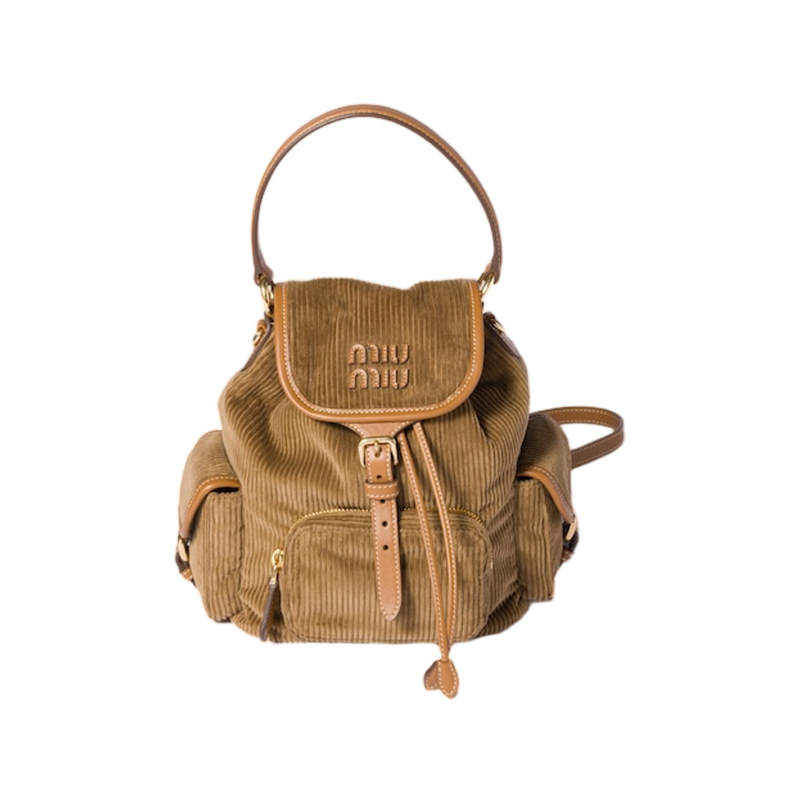 5BZ043-AF81-F0401 Miu Miu Corduroy Backpack Cinnamon