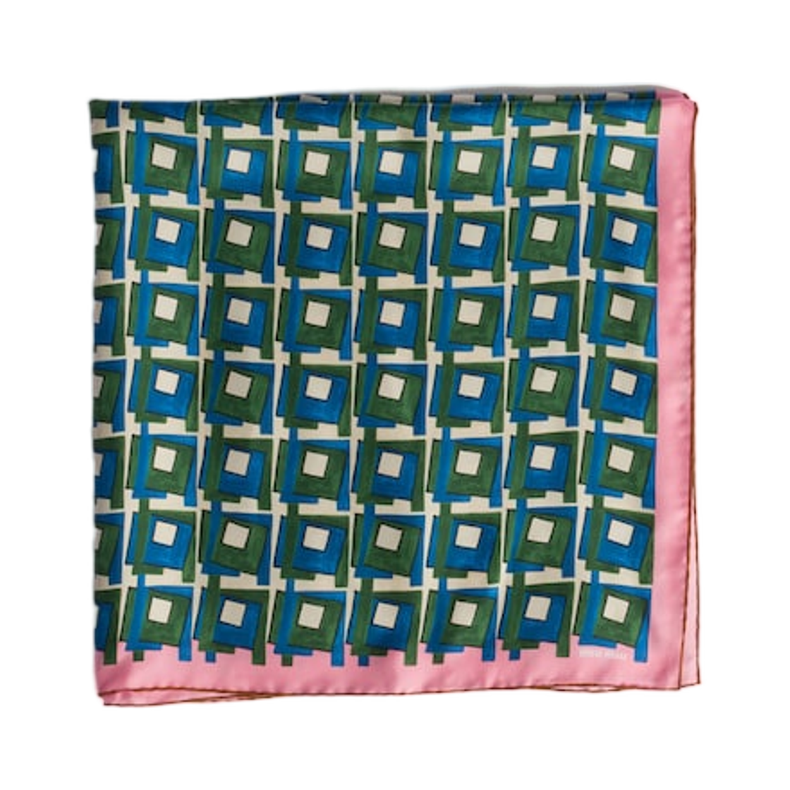 미우 미우 프린티드 실크 스카프 핑크 로렐 그린(Miu Miu Printed Silk Scarf Pink Laurel Green) - 1