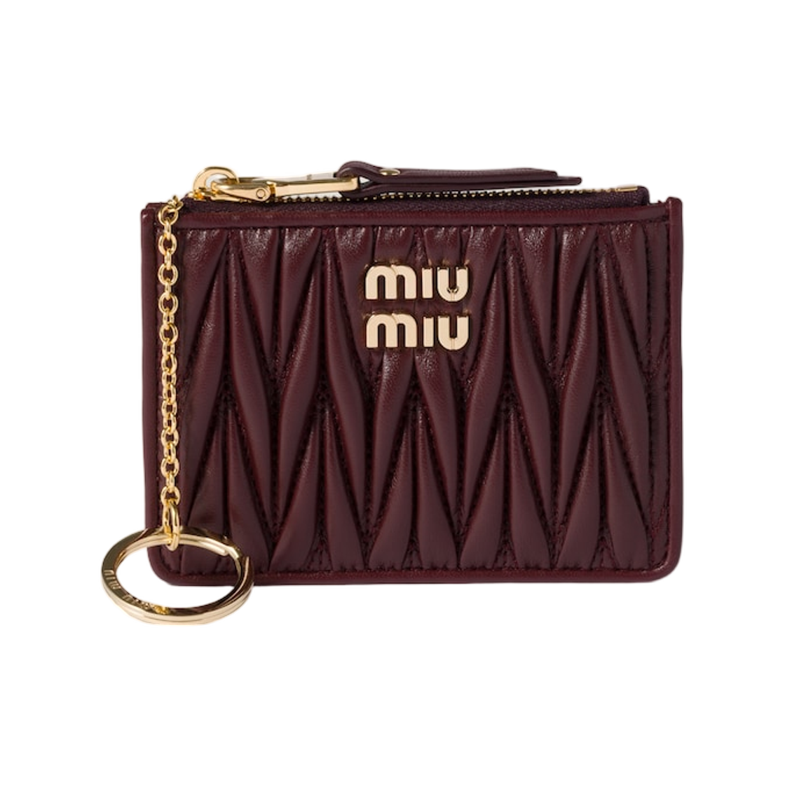 미우 미우 마테라쎄 나파 레더 카드 홀더 버건디(Miu Miu Matelasse Nappa Leather Card Holder Burgundy) - 3