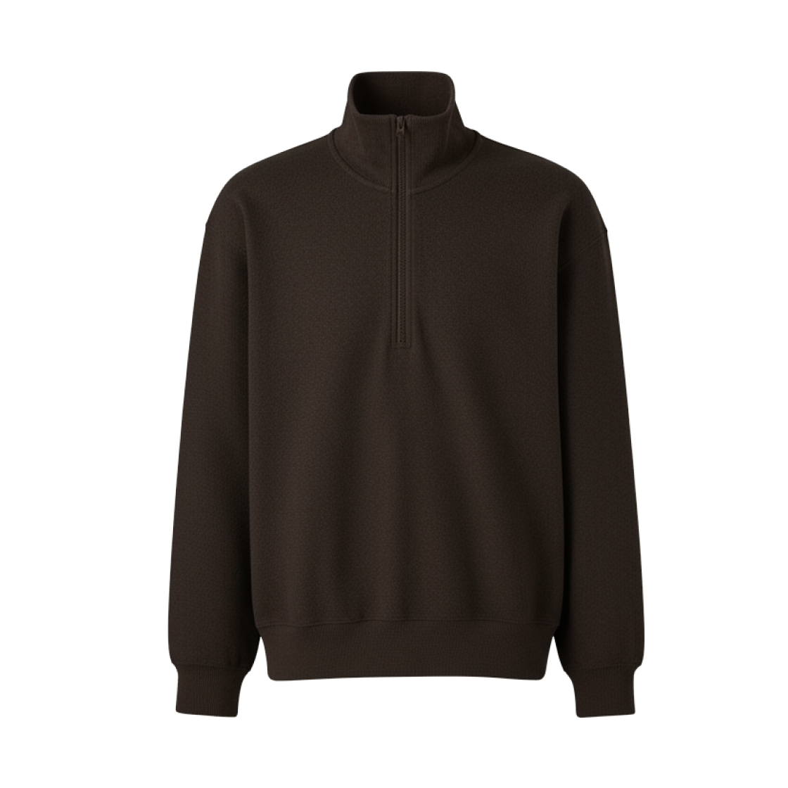 479849-39 Uniqlo Brushed Sweat Half Zip Up Shirt Dark Brown