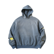 Kapital Reversible Fleece Elbow Rip Hoodie Peckish Rainbow Y Pt Blue Gray
