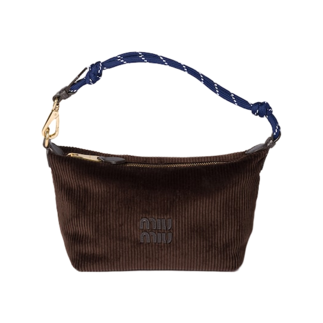 5NE841-2IG4-F0A32 Miu Miu Corduroy Pouch Ebony Baltic Blue