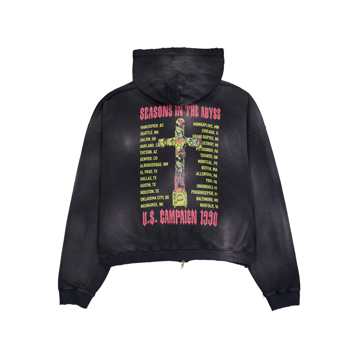 슬레이어 언더마이카 시즌즈 인 디 어비스 빈티지 워시드 후드 집업 블랙