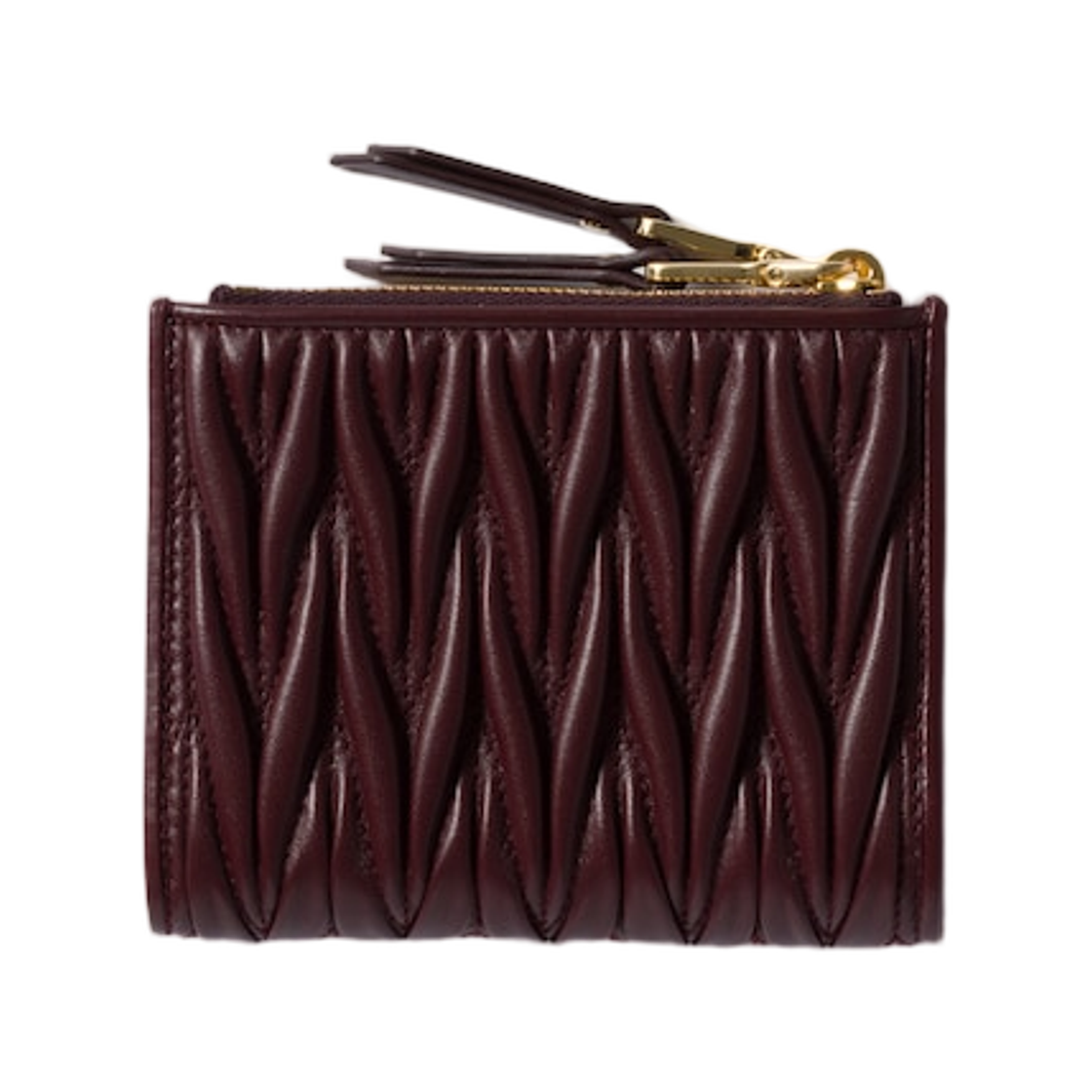 미우 미우 마테라쎄 나파 레더 스몰 월렛 버건디(Miu Miu Matelasse Nappa Leather Small Wallet Burgundy) - 3