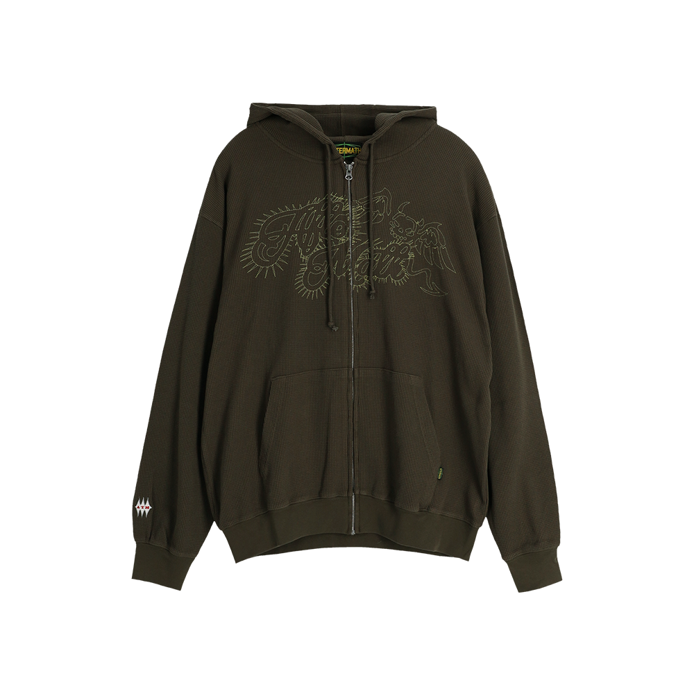 애프터매스 와플 집 후디 올리브(Aftermath Waffle Zip Hoodie Olive)