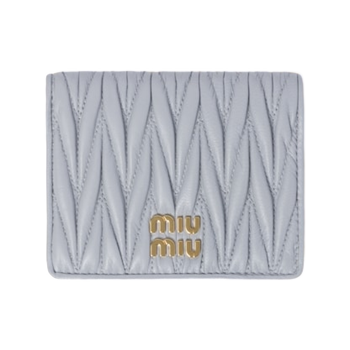 5MV204-AFPP-F0164 Miu Miu Small Matelasse Nappa Leather Wallet Pearl Gray
