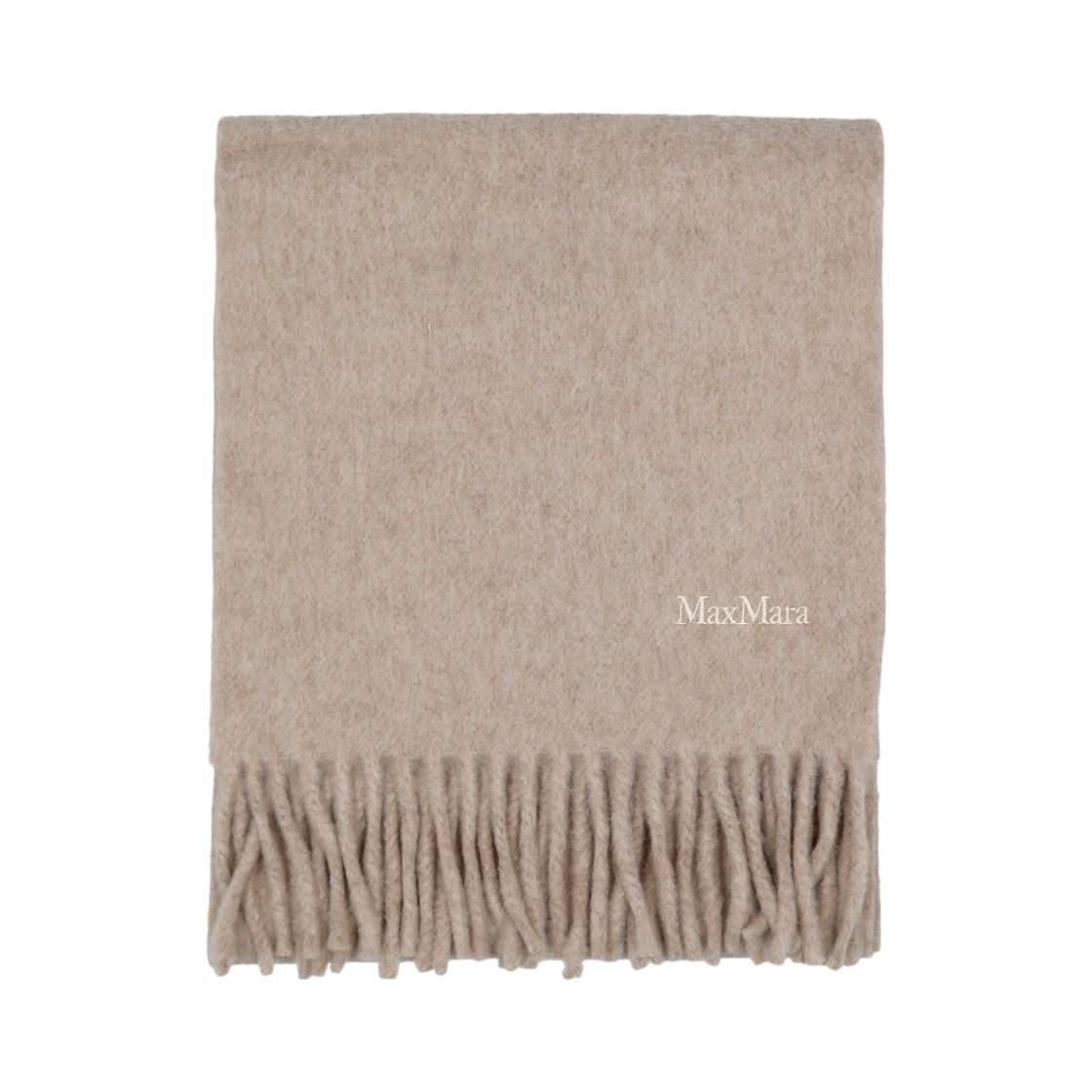 SCILLI-003 (W) Max Mara Scilli Embroidered Wool Muffler Beige