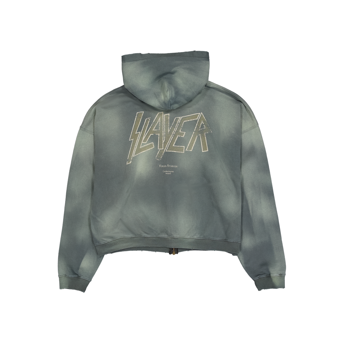슬레이어 언더마이카 골드 이글 빈티지 워시드 후드 집업 카키