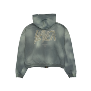 SLAYER Undermycar Gold Eagle Vintage Washed Zipped Hoodie Khaki