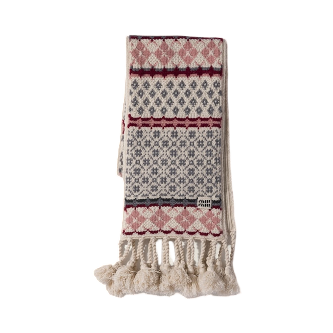 미우 미우 울 앤 캐시미어 스카프 토크 핑크(Miu Miu Wool and Cashmere Scarf Talc Pink) - 1