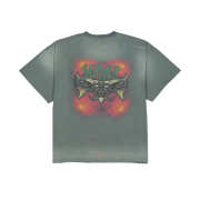 SLAYER Undermycar Demon Heads In Flames Vintage Washed T-Shirts Khaki