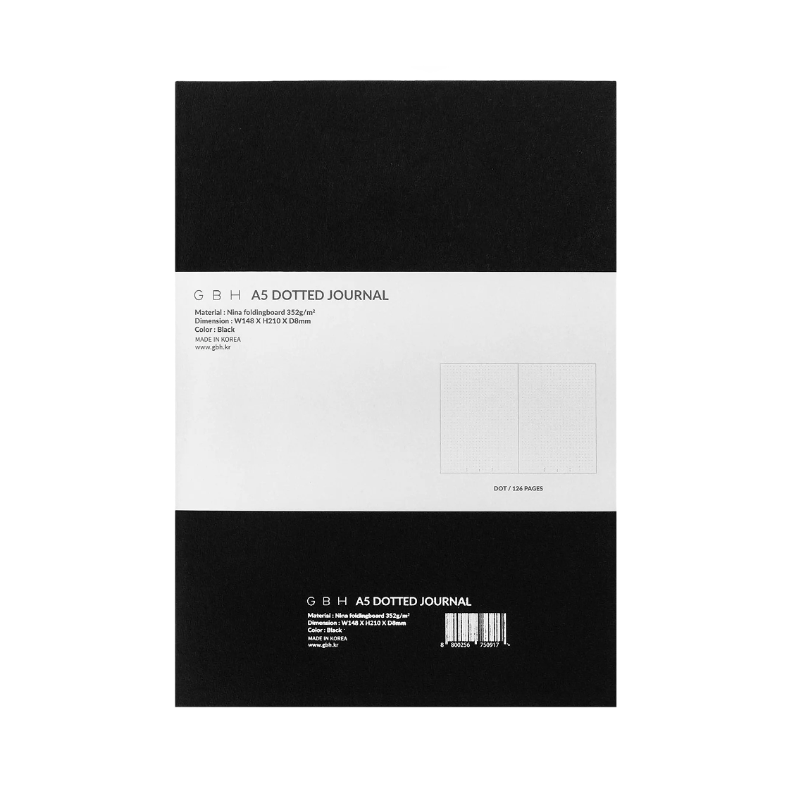 8800256750917 GBH HOME A5 Dotted Journal Balck