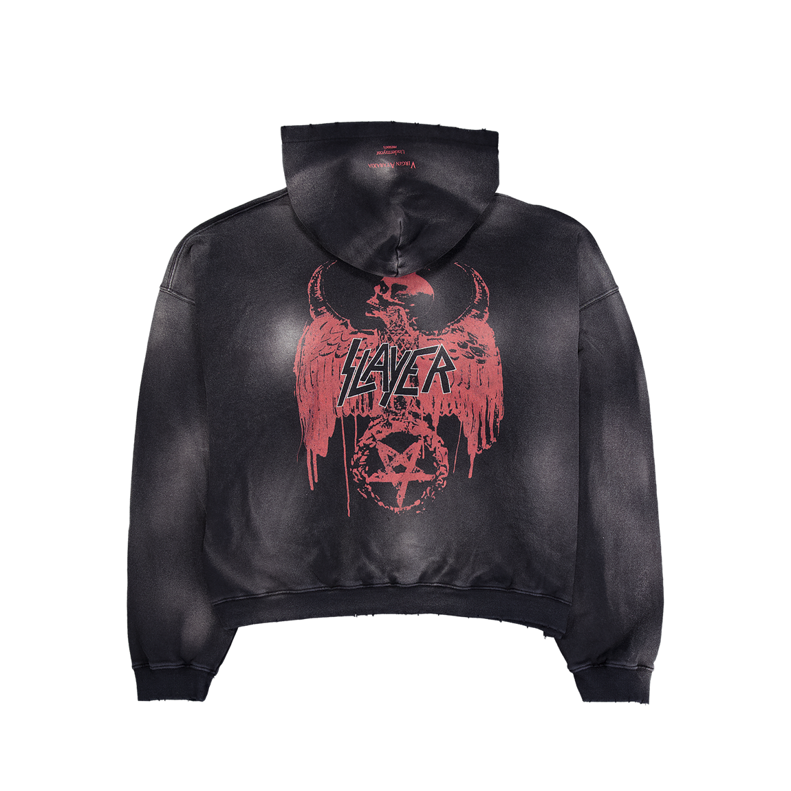 슬레이어 언더마이카 레드 이글 빈티지 워시드 후디 블랙