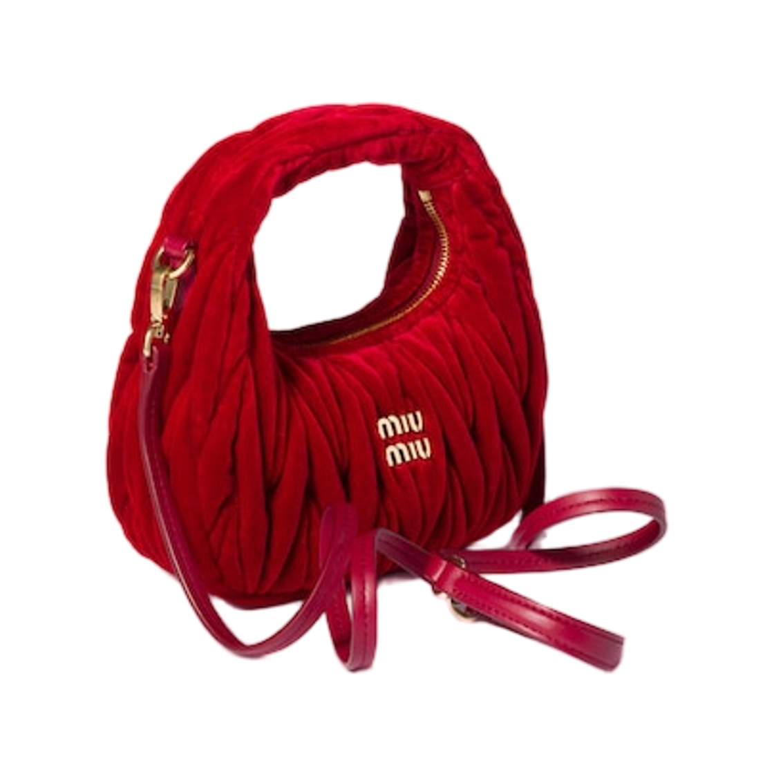 미우 미우 완더 마테라쎄 벨벳 미니백 레드(Miu Miu Wander Matelasse Velvet Mini-Bag Red) - 2