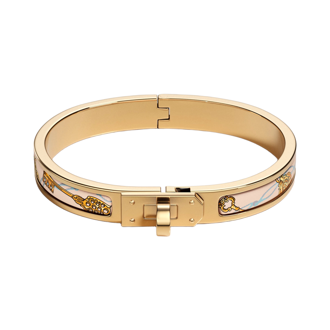 H205321FL1 (W) Hermes Mini Clic Kelly Les Cles Bracelet Enamel & Yellow Gold Solaire