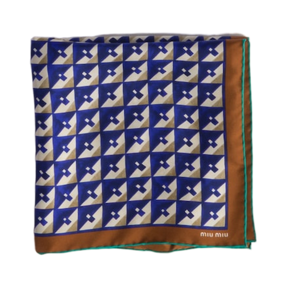 미우 미우 프린티드 실크 스카프 토바코 잉크(Miu Miu Printed Silk Scarf Tobacco Ink) - 1
