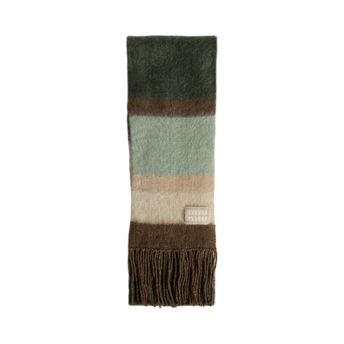미우 미우 울 스카프 프린지 꼬냑 툰드라(Miu Miu Wool Scarf with Fringes Cognac Tundra) - 1