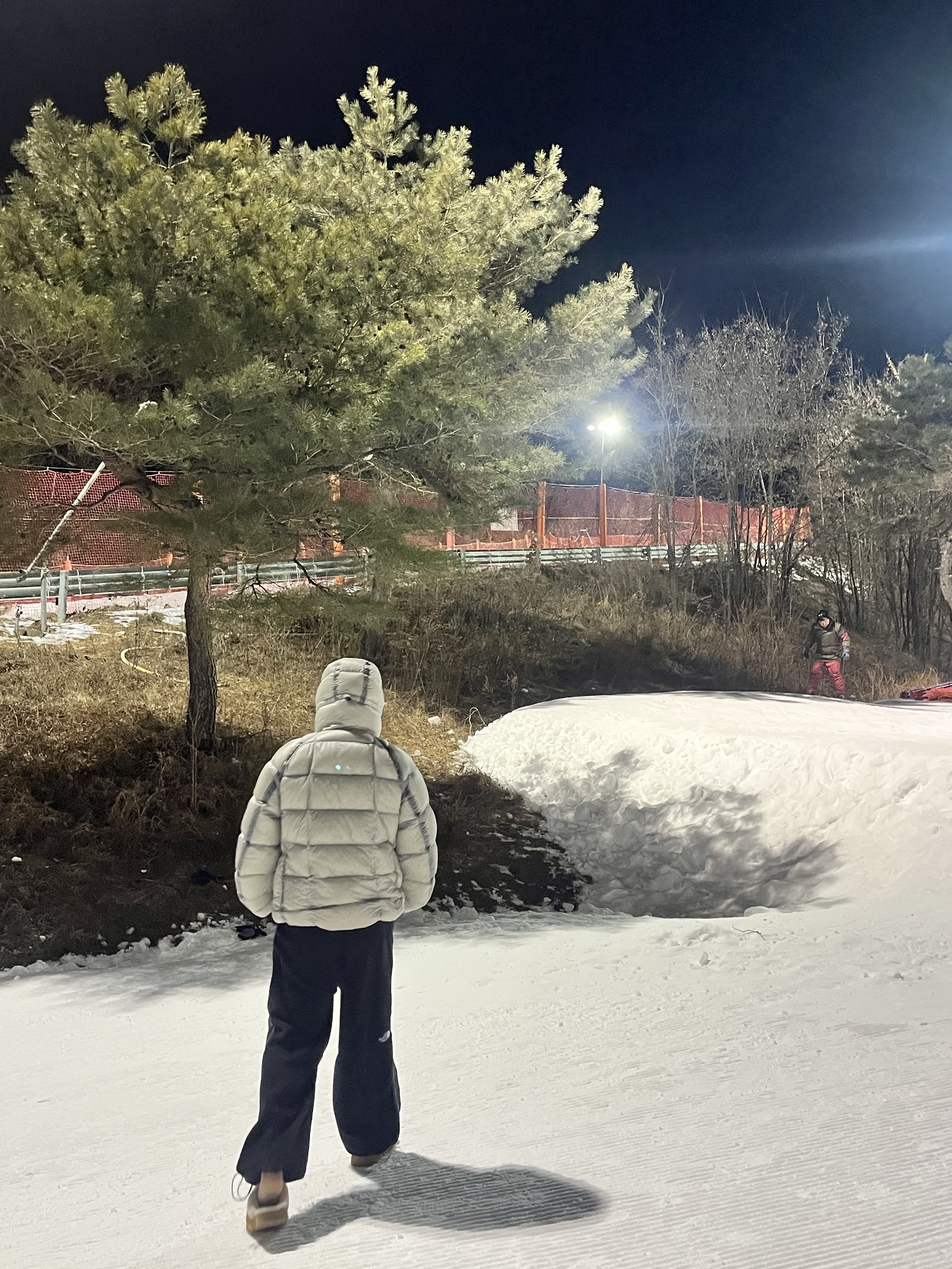 C.P. Company Korea Exclusive D.D. Shell Hooded Down Jacket Lunar Rock - 25FW, The North Face Banff Fleece Pants Black 착용 스타일 - 2