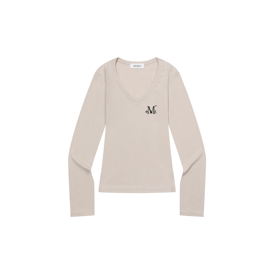 무센트 폰테사 슬림핏 브이넥 골지 티 (5컬러) 베이지(MUCENT Fontessa Slim Fit V-Neck T (5Color) Beige)