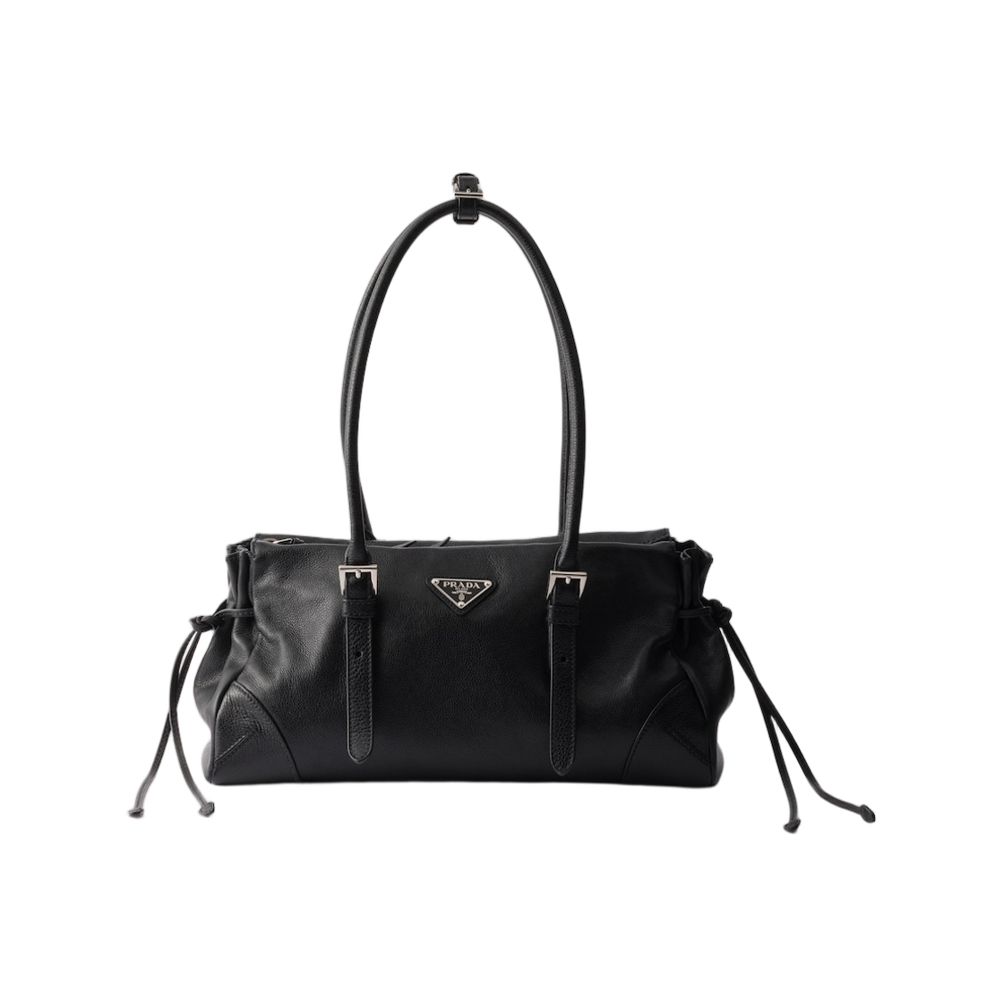 1BG628-2HF2-F0002 Prada Bonnie Medium Antiqued Leather Tote Bag Black
