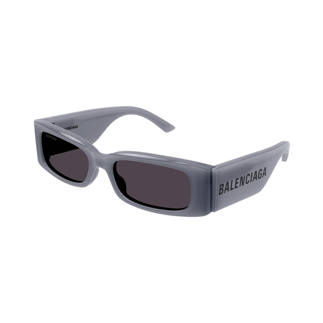 BB0260S004 Balenciaga Square Frame Logo Print Sunglasses Light Grey Black