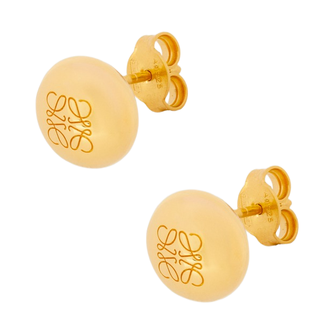 (W) 로에베 아나그램 페블 스터드 이어링 스털링 실버 골드((W) Loewe Anagram Pebble Stud Earrings in Sterling Silver Gold)