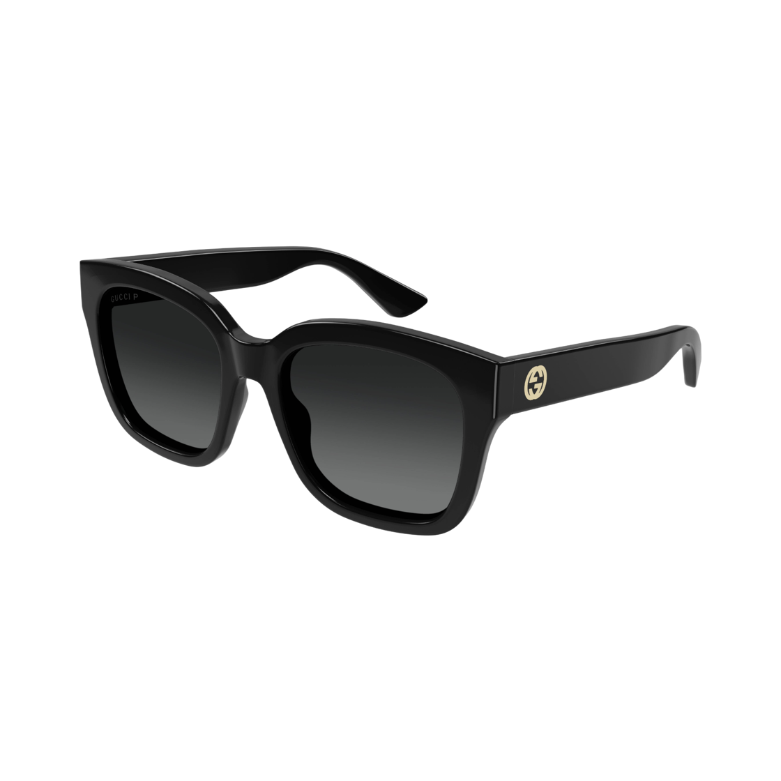 (W) 구찌 GG 로고 스퀘어 아세테이트 선글라스 블랙 그레이((W) Gucci GG Logo Square Acetate Sunglasses Black Grey)