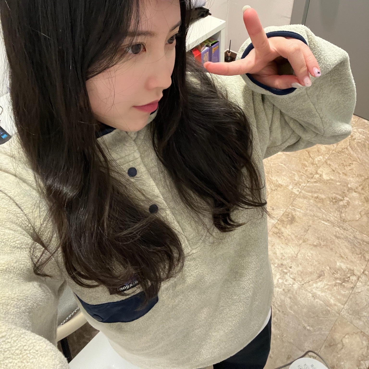 Patagonia Synchilla Snap-T Fleece Pullover Oatmeal Heather 착용 스타일 - 2